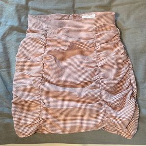 High waisted pink and white checkered skirt